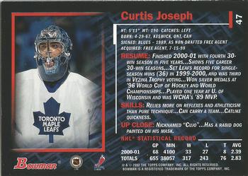 2001-02 Bowman YoungStars #47 Curtis Joseph Back
