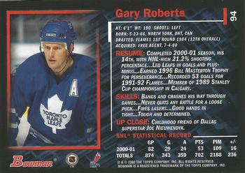 2001-02 Bowman YoungStars #94 Gary Roberts Back