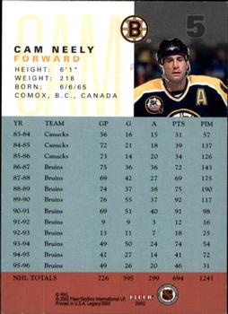 2001-02 Fleer Legacy #5 Cam Neely Back