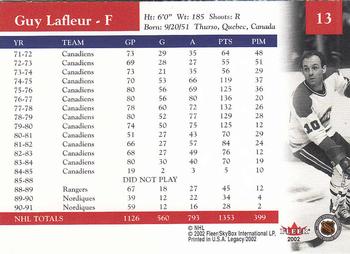 2001-02 Fleer Legacy #13 Guy Lafleur Back