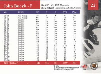 2001-02 Fleer Legacy #22 John Bucyk Back