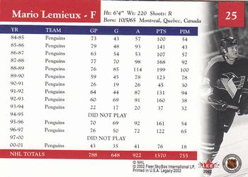 2001-02 Fleer Legacy #25 Mario Lemieux Back