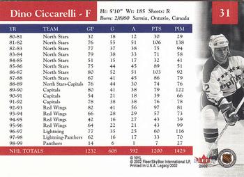 2001-02 Fleer Legacy #31 Dino Ciccarelli Back