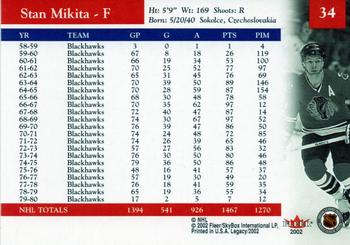 2001-02 Fleer Legacy #34 Stan Mikita Back