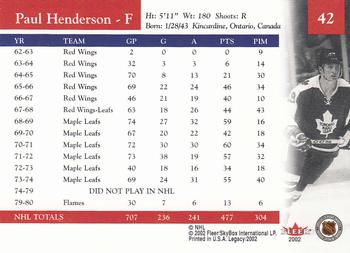 2001-02 Fleer Legacy #42 Paul Henderson Back