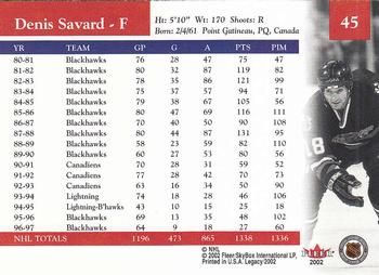 2001-02 Fleer Legacy #45 Denis Savard Back