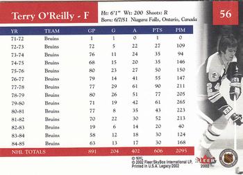 2001-02 Fleer Legacy #56 Terry O'Reilly Back