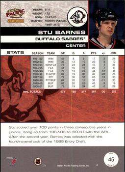 2001-02 Pacific #45 Stu Barnes Back