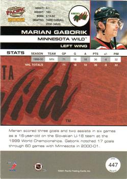 2001-02 Pacific #447 Marian Gaborik Back