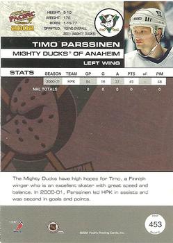 2001-02 Pacific #453 Timo Parssinen Back