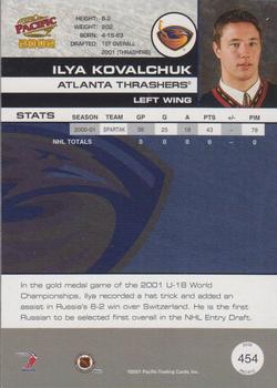2001-02 Pacific #454 Ilya Kovalchuk Back