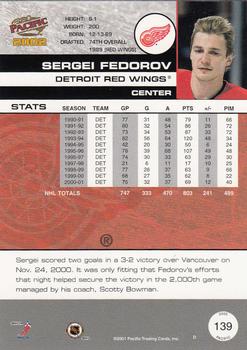 2001-02 Pacific #139 Sergei Fedorov Back