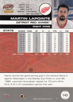 2001-02 Pacific #143 Martin Lapointe Back