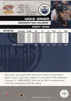 2001-02 Pacific #157 Mike Grier Back