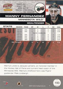 2001-02 Pacific #193 Manny Fernandez Back