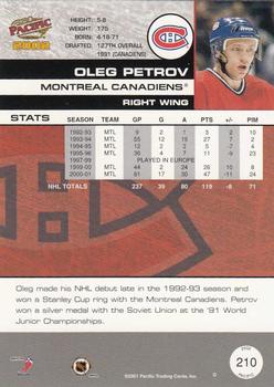 2001-02 Pacific #210 Oleg Petrov Back
