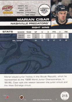 2001-02 Pacific #215 Marian Cisar Back