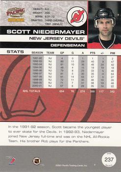2001-02 Pacific #237 Scott Niedermayer Back