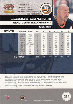 2001-02 Pacific #251 Claude Lapointe Back