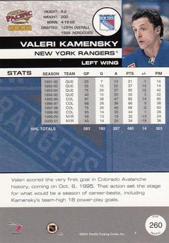 2001-02 Pacific #260 Valeri Kamensky Back