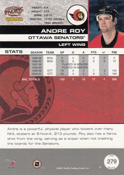 2001-02 Pacific #279 Andre Roy Back