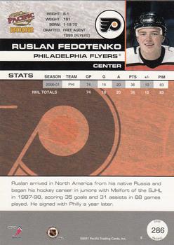 2001-02 Pacific #286 Ruslan Fedotenko Back