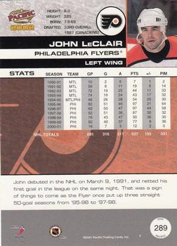 2001-02 Pacific #289 John LeClair Back