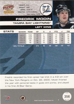 2001-02 Pacific #356 Fredrik Modin Back