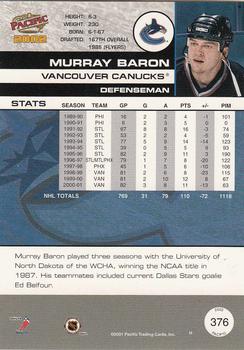 2001-02 Pacific #376 Murray Baron Back