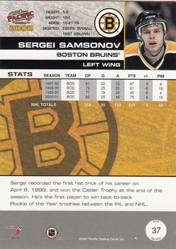 2001-02 Pacific #37 Sergei Samsonov Back