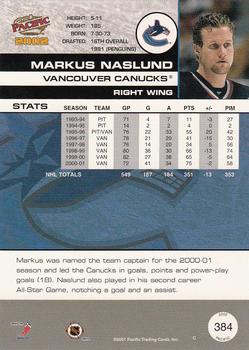 2001-02 Pacific #384 Markus Naslund Back