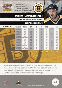 2001-02 Pacific #41 Eric Weinrich Back