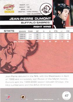 2001-02 Pacific #47 Jean-Pierre Dumont Back