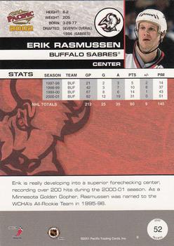2001-02 Pacific #52 Erik Rasmussen Back