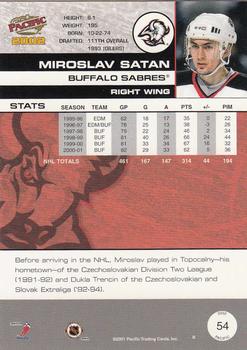 2001-02 Pacific #54 Miroslav Satan Back
