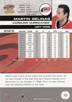 2001-02 Pacific #72 Martin Gelinas Back