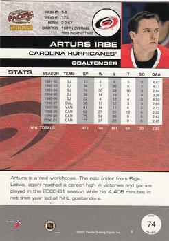 2001-02 Pacific #74 Arturs Irbe Back
