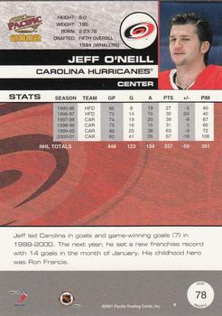 2001-02 Pacific #78 Jeff O'Neill Back
