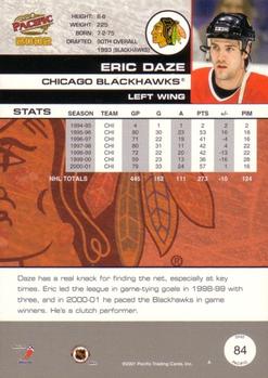 2001-02 Pacific #84 Eric Daze Back