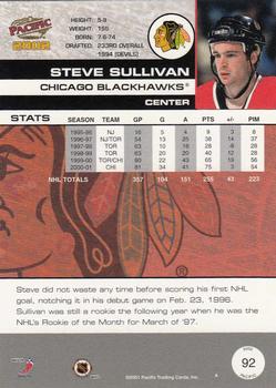 2001-02 Pacific #92 Steve Sullivan Back