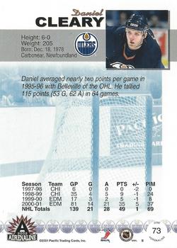2001-02 Pacific Adrenaline #73 Daniel Cleary Back