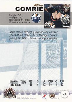 2001-02 Pacific Adrenaline #74 Mike Comrie Back