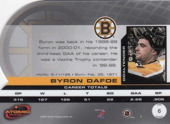 2001-02 Pacific Atomic #6 Byron Dafoe Back
