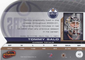 2001-02 Pacific Atomic #42 Tommy Salo Back