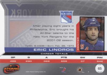 2001-02 Pacific Atomic #65 Eric Lindros Back