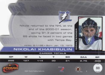 2001-02 Pacific Atomic #88 Nikolai Khabibulin Back