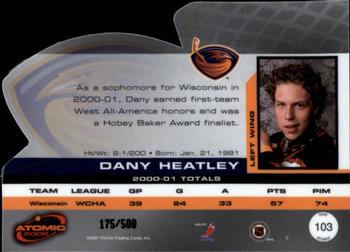2001-02 Pacific Atomic #103 Dany Heatley Back
