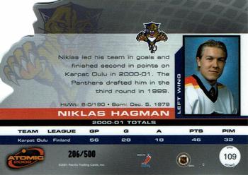 2001-02 Pacific Atomic #109 Niklas Hagman Back