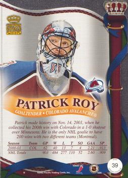 2001-02 Pacific Crown Royale #39 Patrick Roy Back