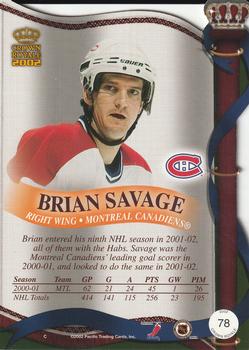 2001-02 Pacific Crown Royale #78 Brian Savage Back